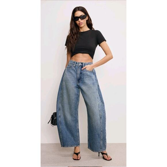 NWT. Good American Good Extreme Barrel Indigo Jeans Size 6 - Picture 5 of 12